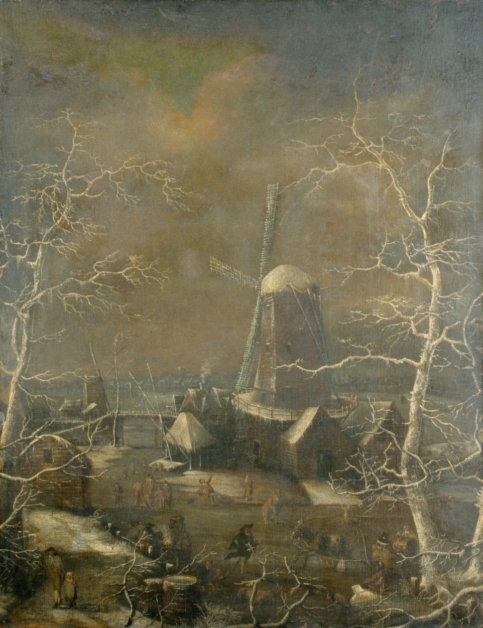 Cena de inverno, c.1600 (óleo sobre tela) de Joos or Josse de The Younger (attr. to) Momper