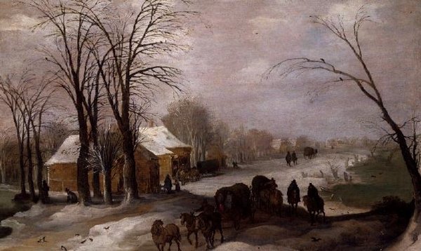 Viajantes na neve de Joos or Josse de The Younger Momper