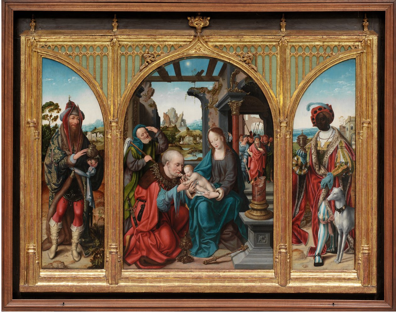 Adoração dos Magos, c.1525 (óleo sobre painéis de carvalho) de Joos van Cleve