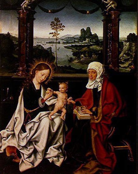 Madonna e criança e St. Anne de Joos van Cleve