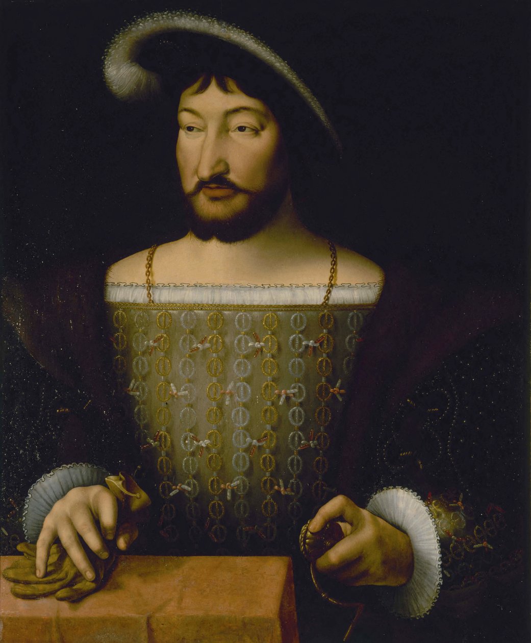 Retrato de Francisco I, Rei de França, c.1535 (óleo sobre tela) de Joos van Cleve