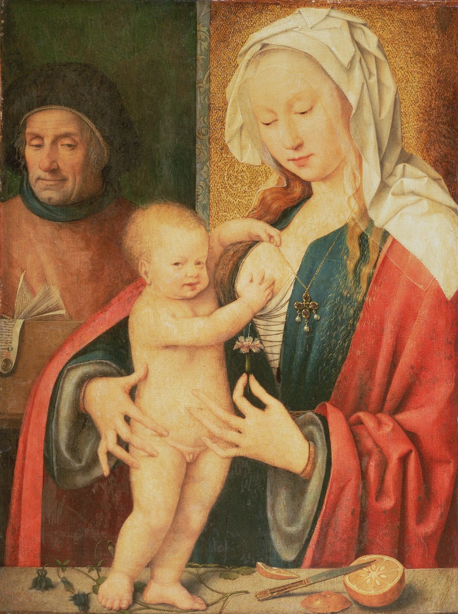 A Sagrada Família (óleo sobre tela transferido do painel) de Joos van Cleve