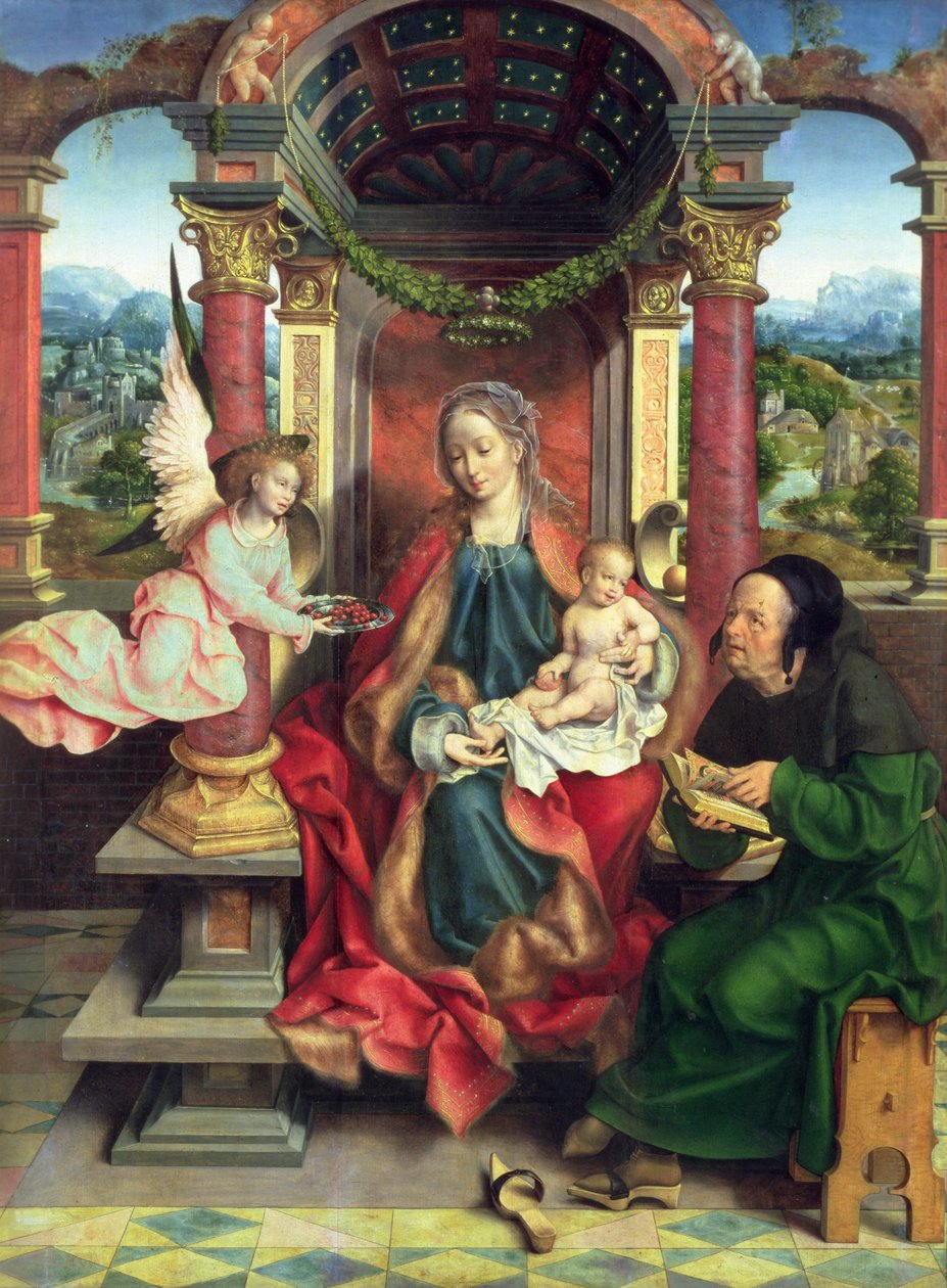 A Sagrada Família, painel central de um tríptico, c.1530 (painel) de Joos van Cleve