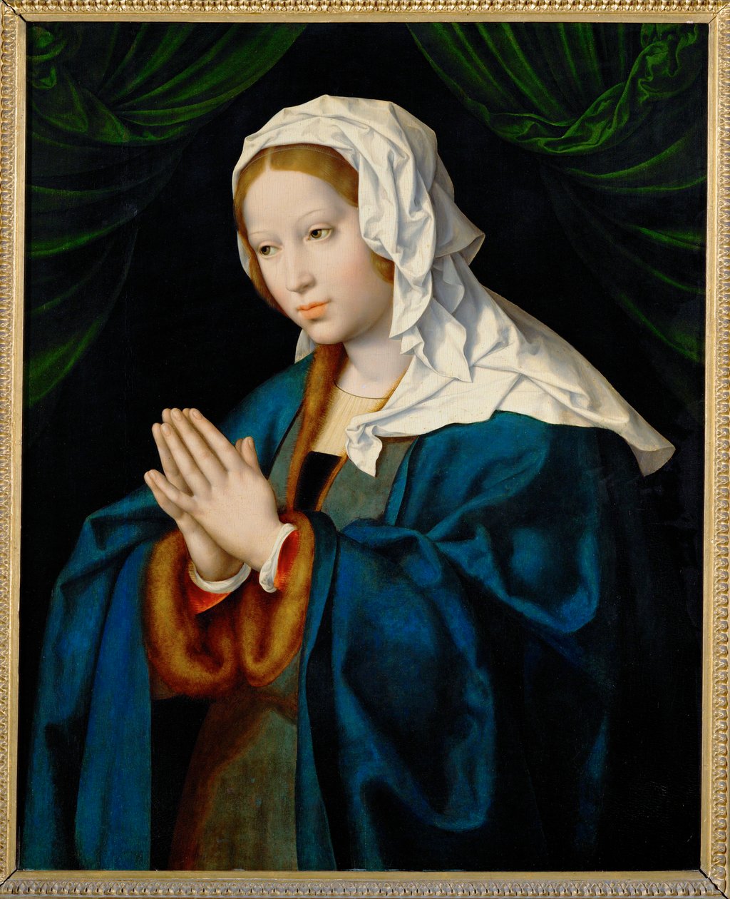 A Virgem Maria a rezar ... (pintura sobre tela) de Joos van Cleve
