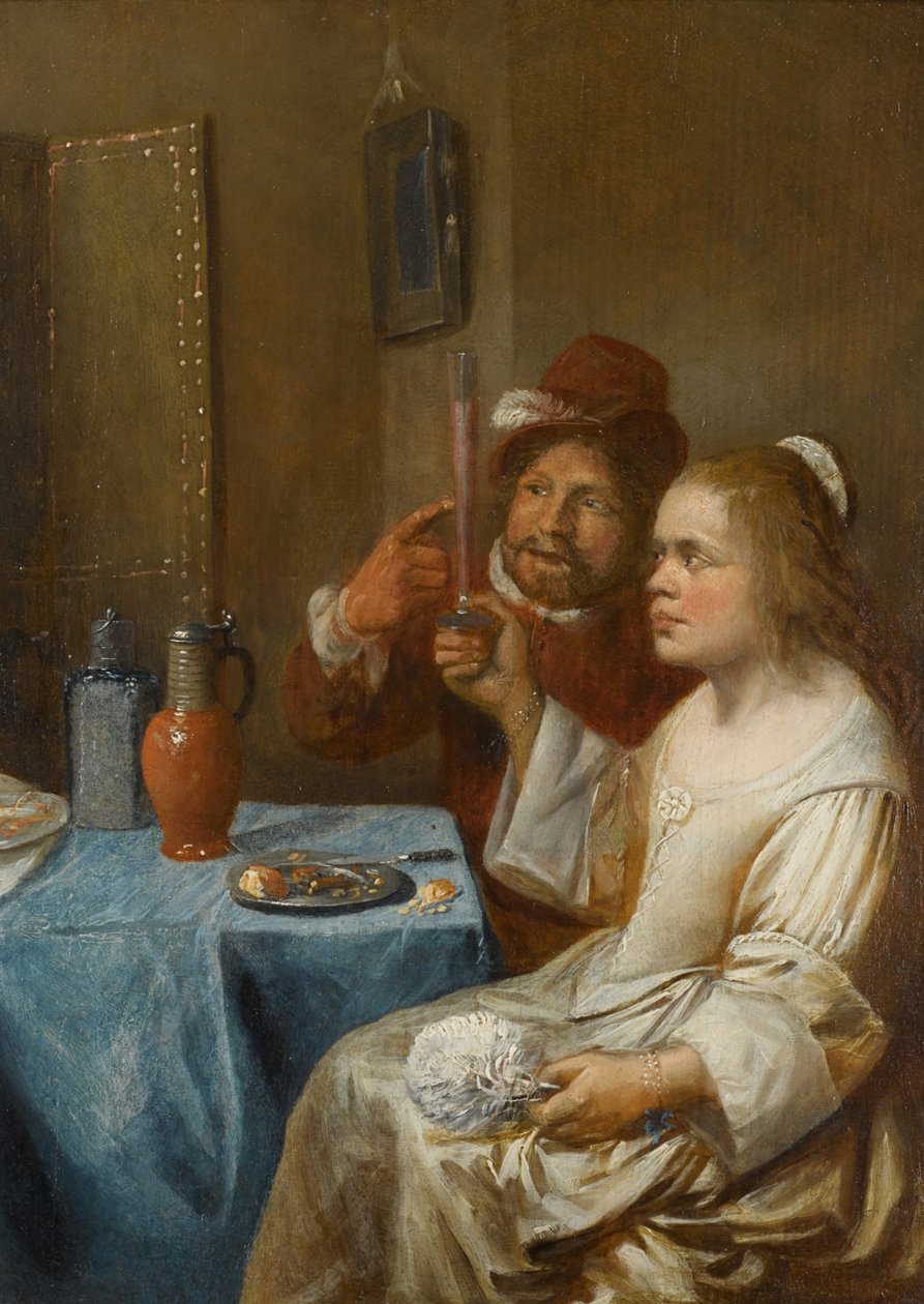 Um casal a beber vinho de Joos van Craesbeeck