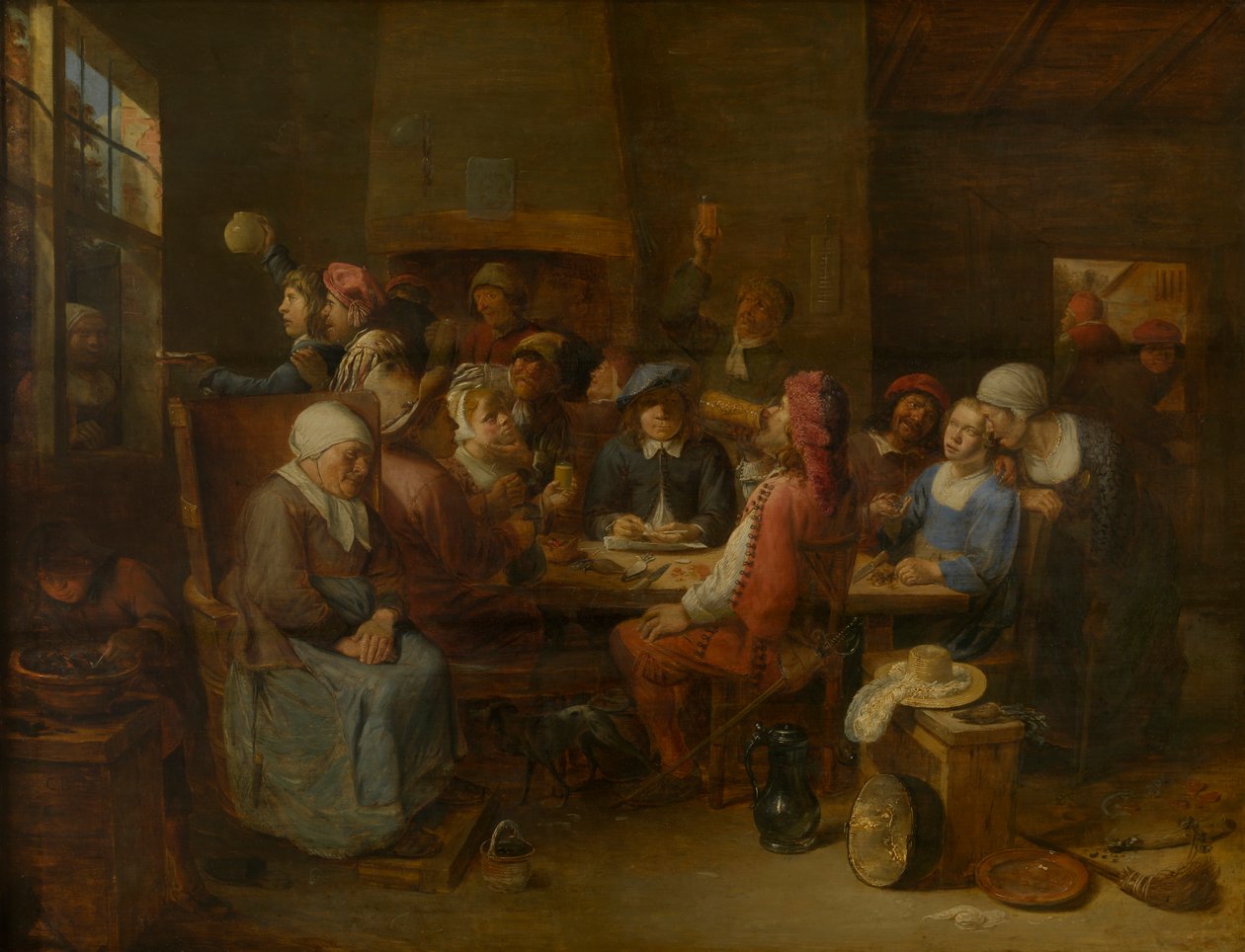 Flemish Tavern (óleo sobre painel) de Joos van Craesbeeck