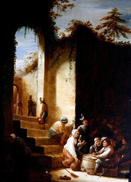Camponeses e Soldados em um Pátio (óleo sobre painel) de Joos van Craesbeeck