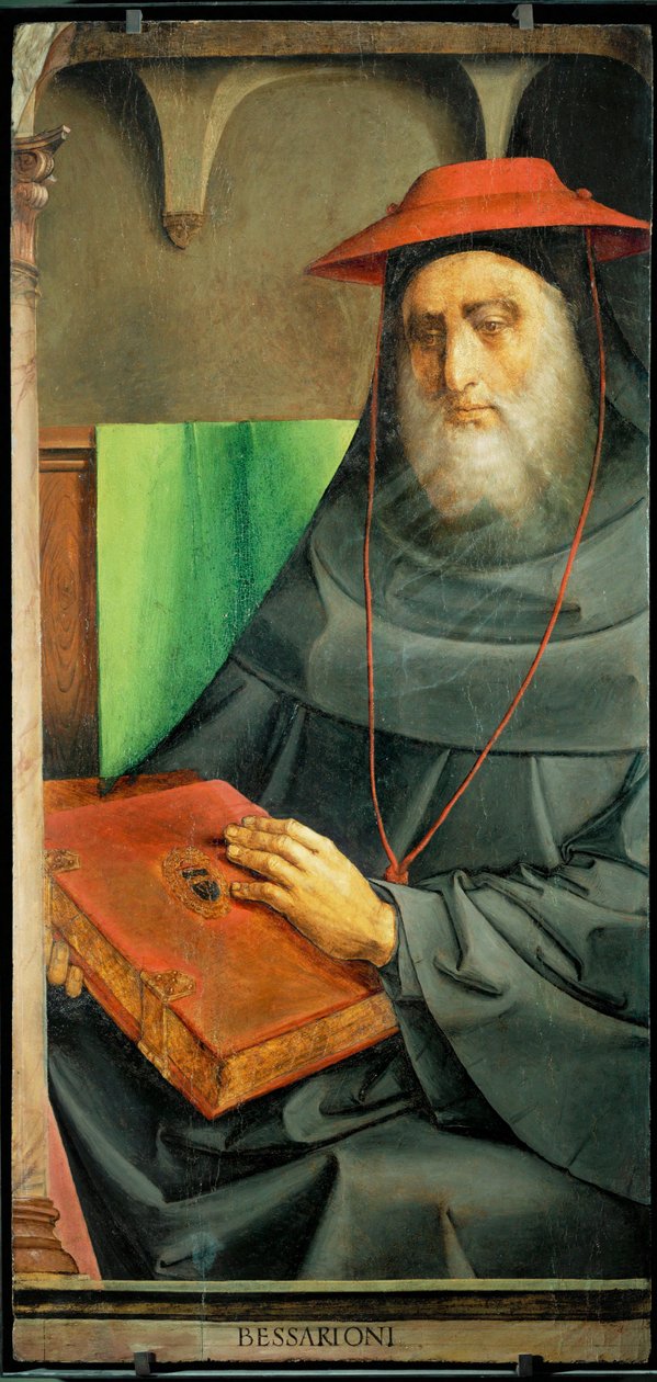 O Cardeal Bessarion, humanista e académico de Bizâncio ... de Joos van Gent (fl.1460 75)
