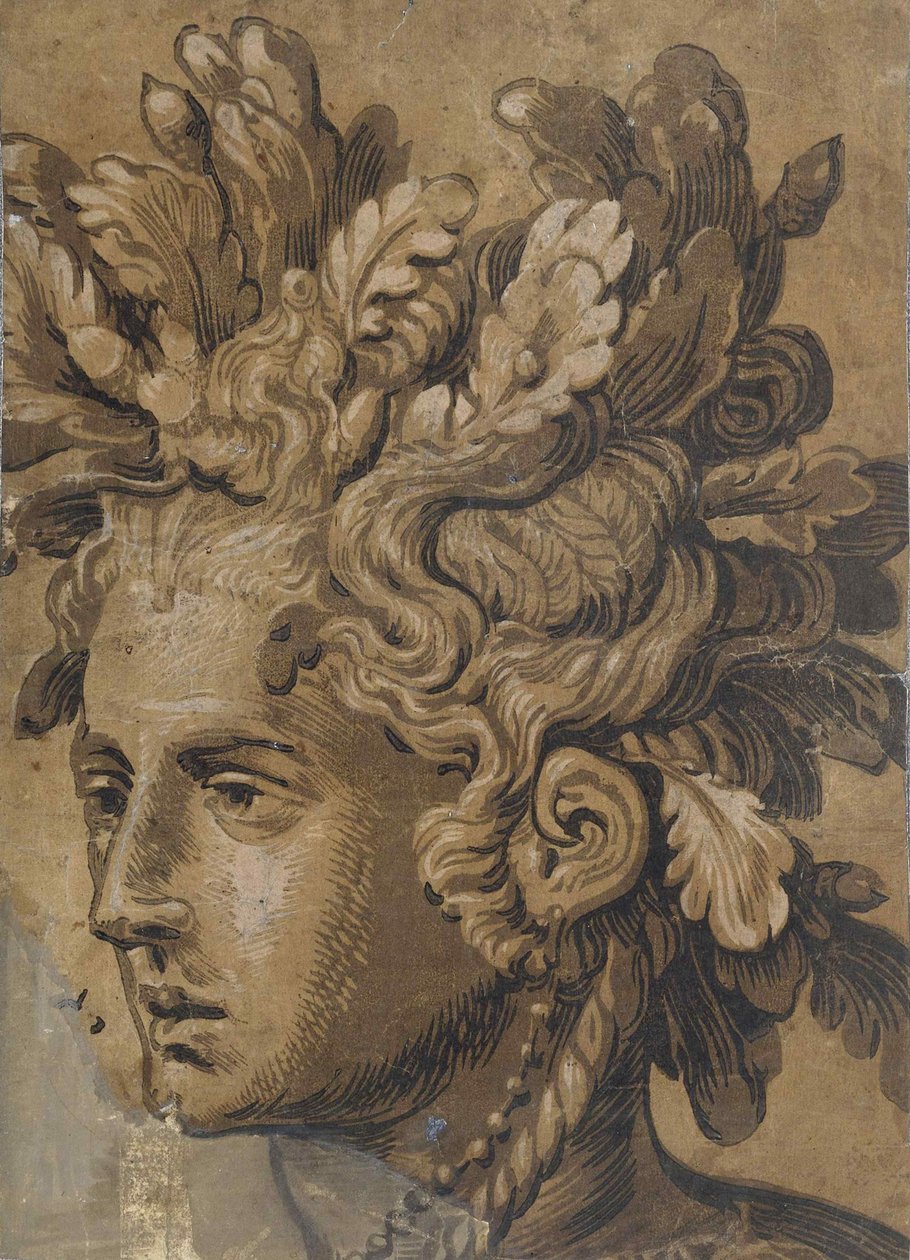 Cabeça de dríade após Frans Floris, ca 1555. de Joos van Gietleughen