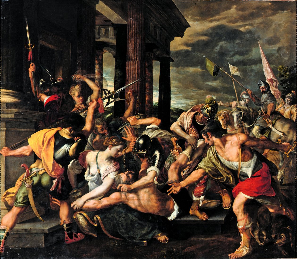 A traição de Dalila e o aprisionamento de Sansão pelos filisteus de Joos van Winghe