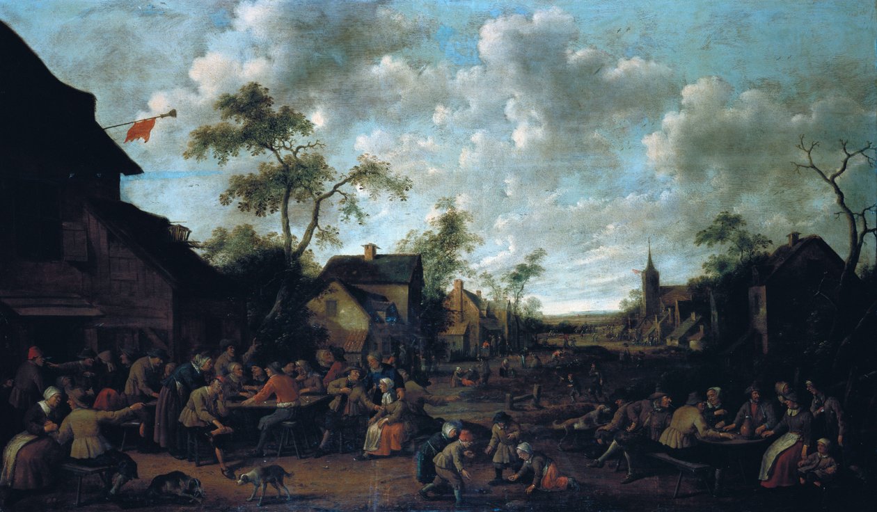 Camponeses que deleitam-se em uma vila, 1661 de Joost Cornelisz. Droochsloot