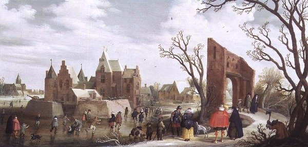 Patinadores em uma Paisagem de Inverno de Joost Cornelisz. Droochsloot