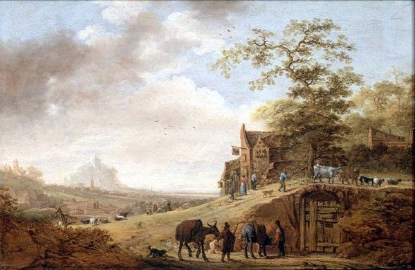 Uma paisagem pastoral (painel) de Joost Vinck