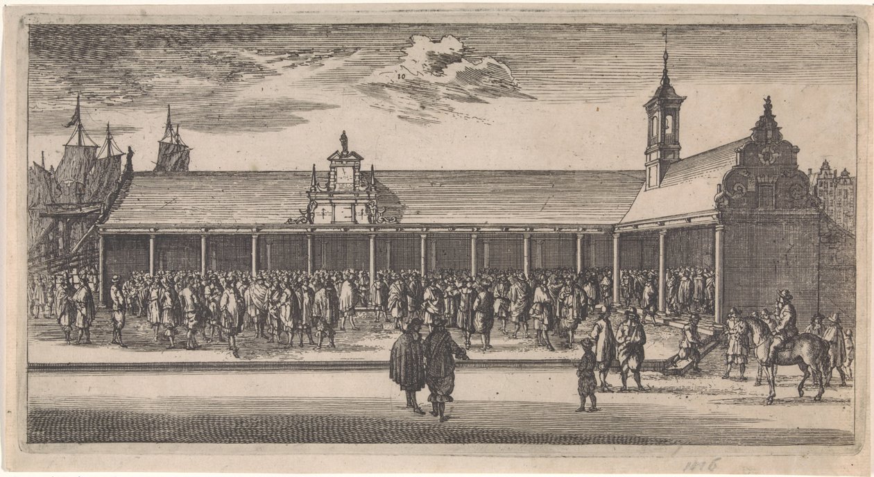 Vista da bolsa de valores em Rotterdam Postal (título da série) de Joost van Geel