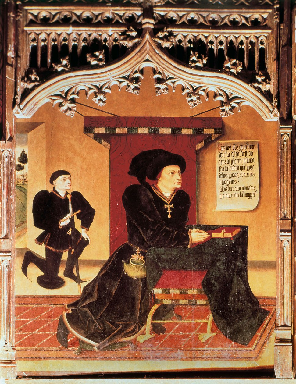 Retrato de Inigo Lopez de Mendoza, Marquês de SANTILLANA (1398-1458), poeta lírico espanhol. Coleção dos Duques Espanhóis. Pintura de Jorge INGLES (século XV) de Jorge Ingles