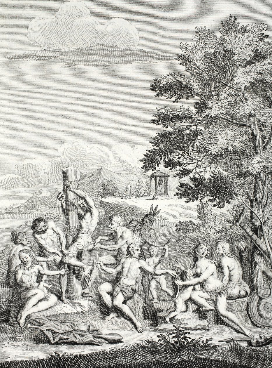 Sacrifício Humano, de &39;Travel History of Southern America&39;, 1752 de Jorge and Ulloa, Antonio de Juan y Santacilia