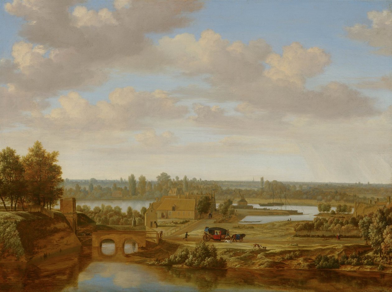 Panorama perto de Arnhem com o Rijnpoort de Joris van der Haagen or Hagen
