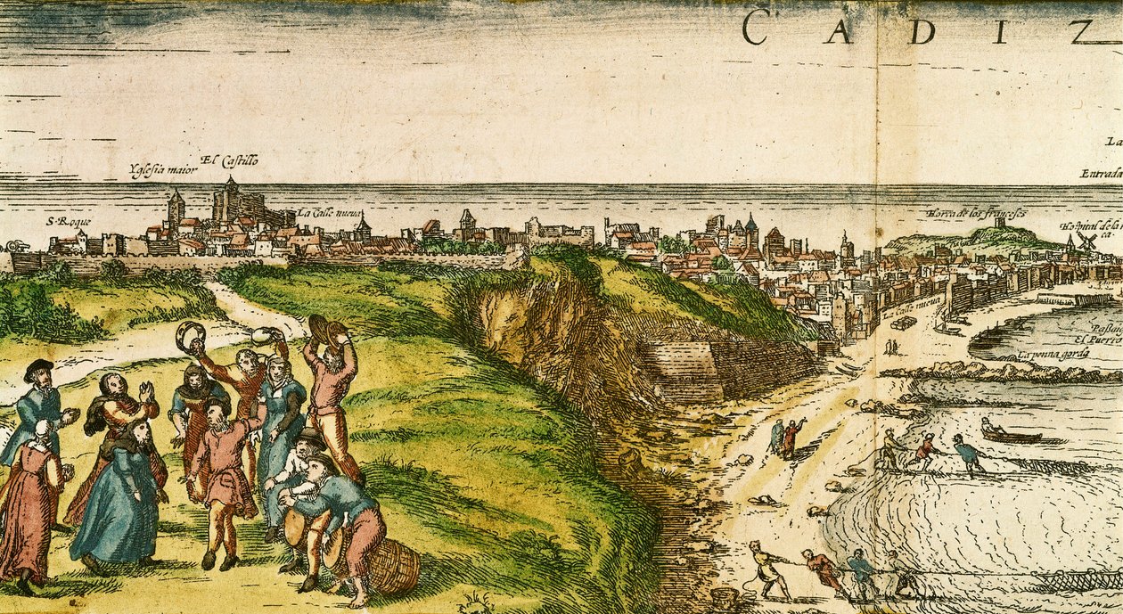 Cádiz, Espanha, gravura depois de um desenho de Joris Hoefnagel de Joris (after) Hoefnagel