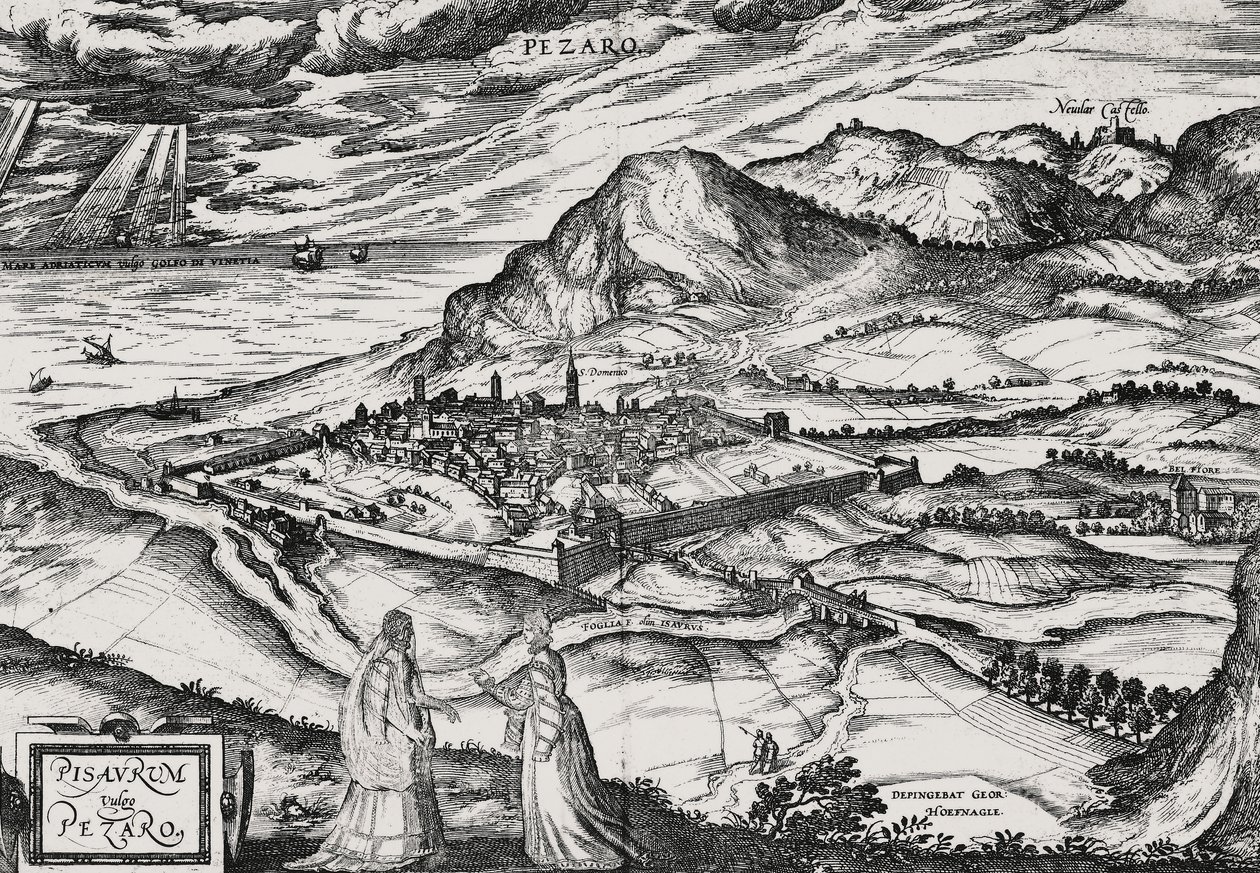 Cidade de Pesaro, gravura de Joris Hoefnagel (1542-1601) de Joris Hoefnagel