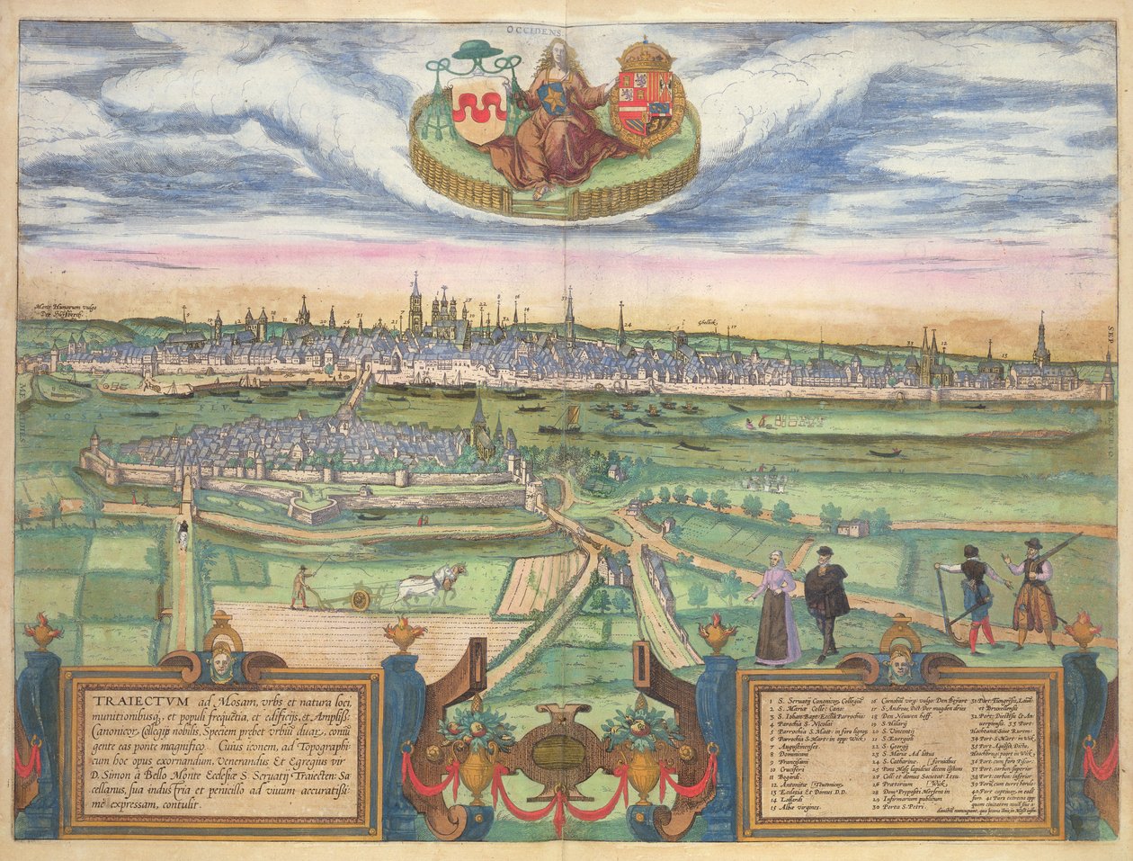 Cidade Européia, de &39;Civitates Terrarum&39; por Georg Braun (1541-1622) e Frans Hogenberg (1535-90) 1575 (gravura colorida) de Joris Hoefnagel