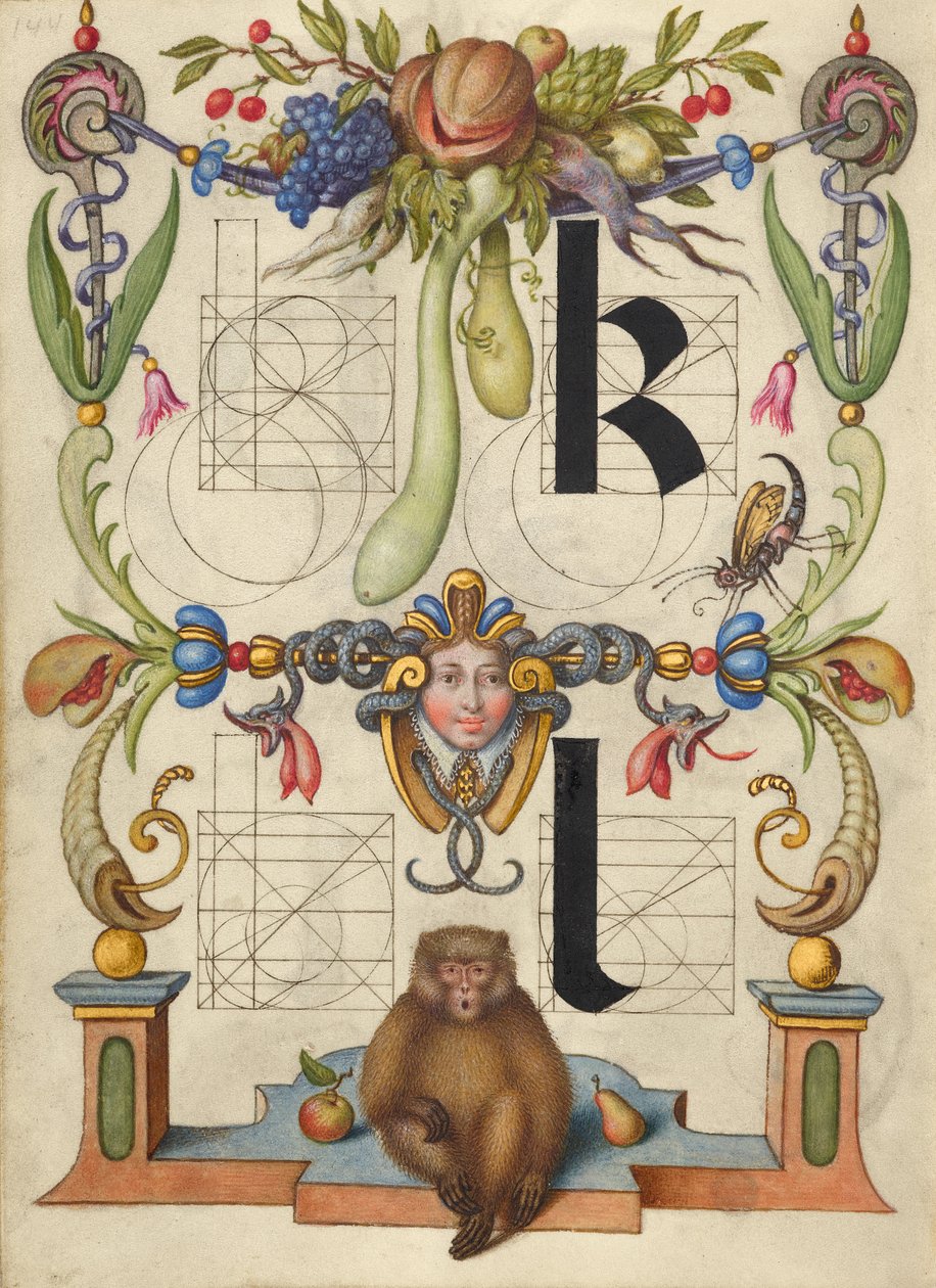 Anleitung zum Konstruieren der Buchstaben k und l de Joris Hoefnagel