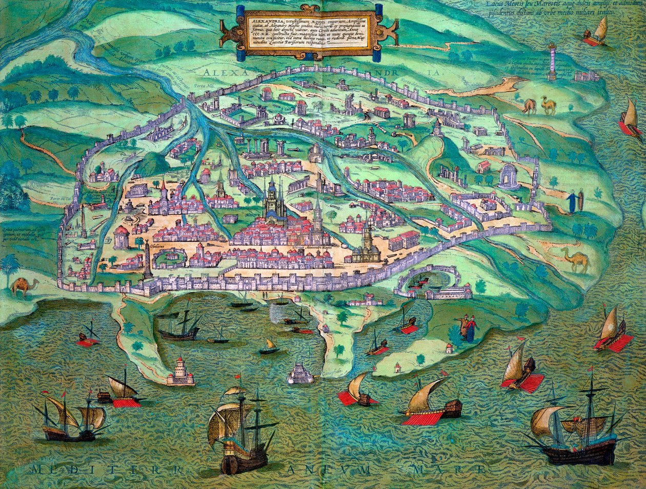 Mapa de Alexandria, Egipto, c1572 de Joris Hoefnagel