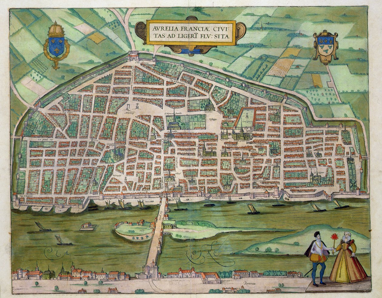 Mapa de, a partir de &39;Mundo&39; pela Braun (1541-1622) e Franz Hogenbergh (1535-1590) c.1572-1617 de Joris Hoefnagel