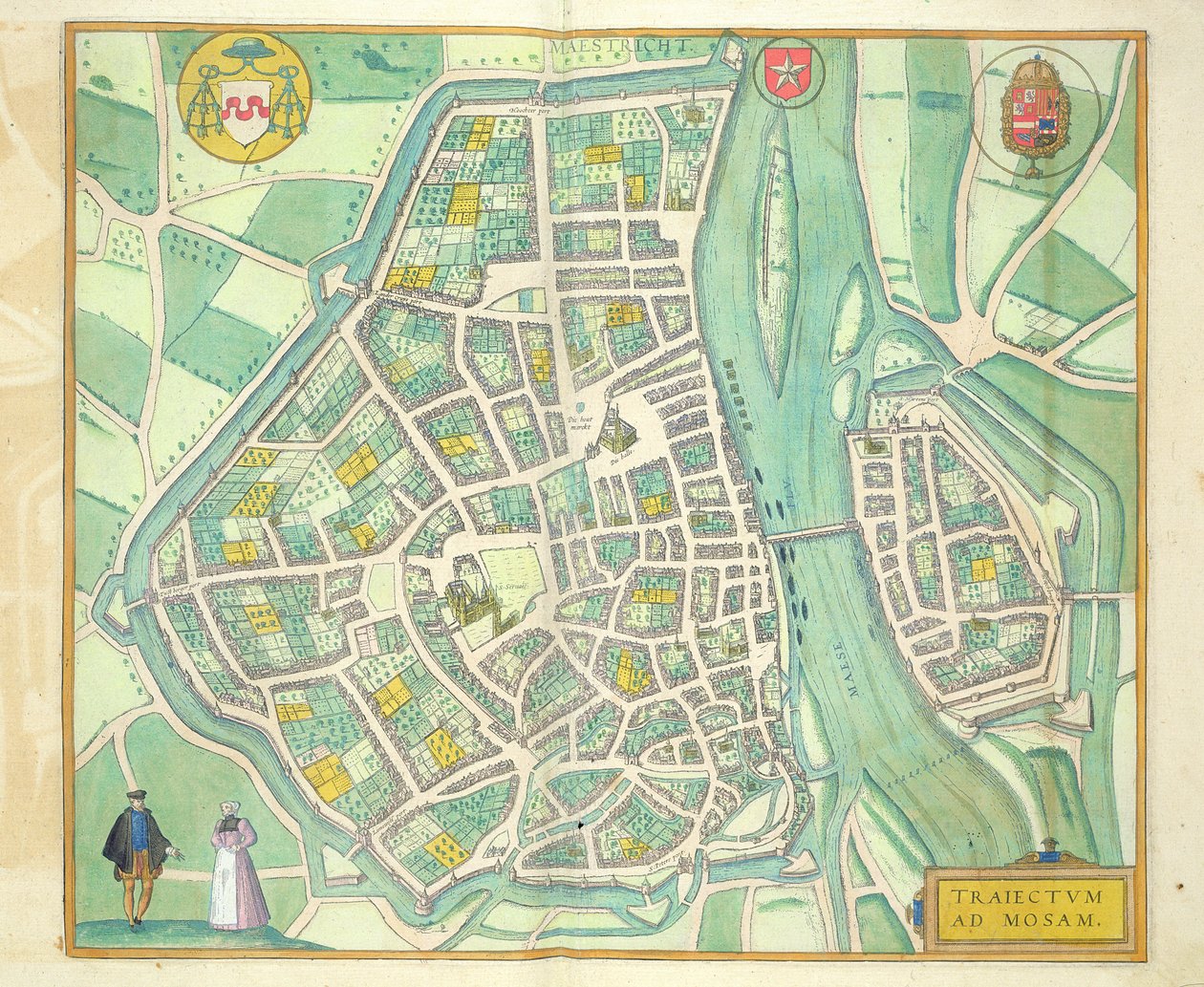 Mapa de Maastricht, de &39;Mundo&39; pela Braun (1541-1622) e Franz Hogenbergh (1535-1590) c.1572-1617 de Joris Hoefnagel