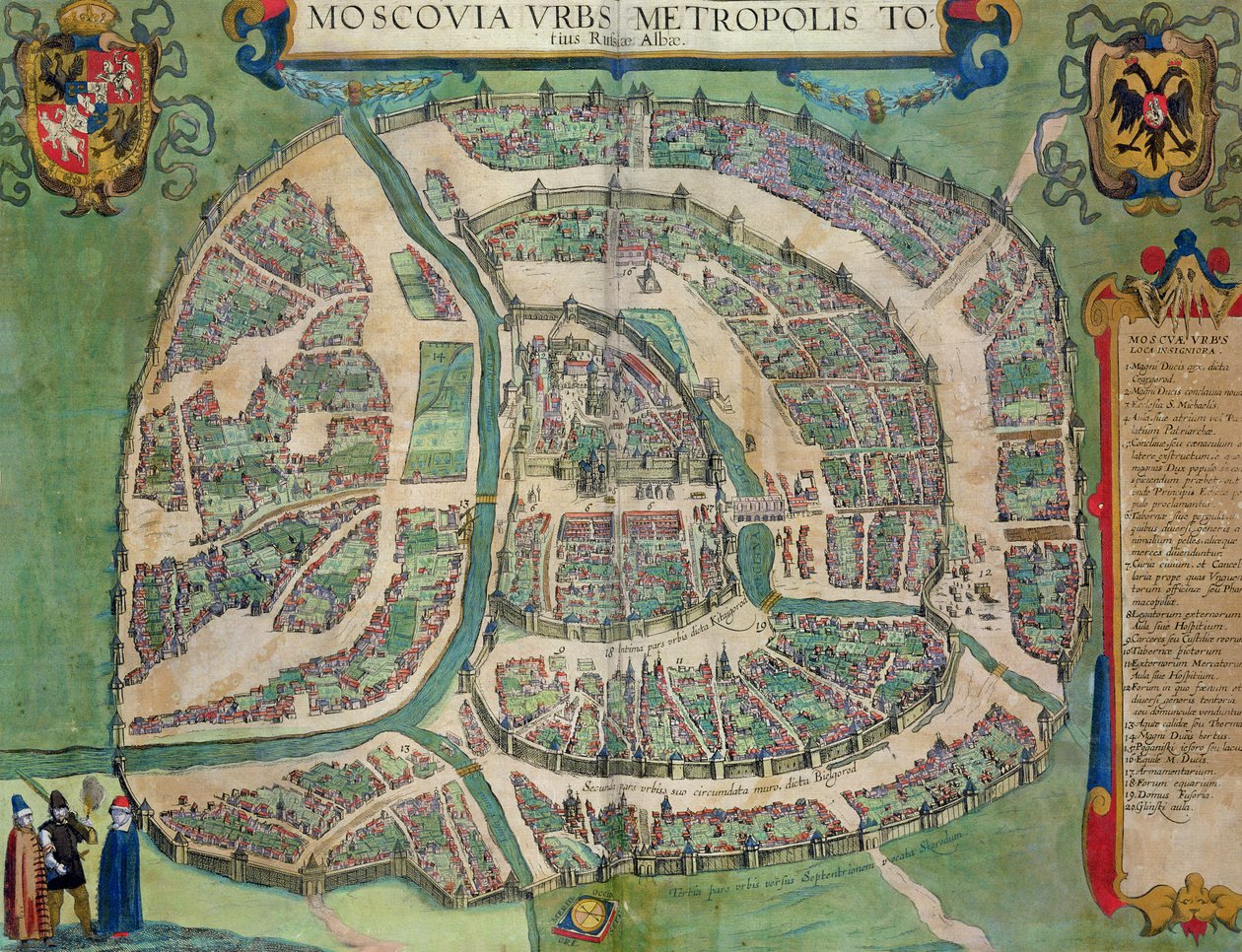 Mapa de Moscou, de &39;Mundo&39; pela Braun (1541-1622) e Franz Hogenbergh (1535-1590) c.1572-1617 de Joris Hoefnagel