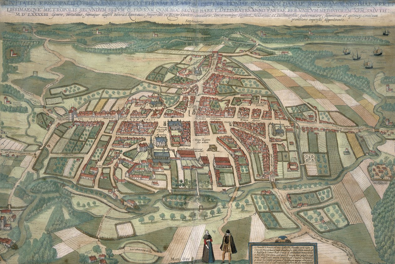 Mapa de Roma, de &39;Mundo&39; pela Braun (1541-1622) e Franz Hogenbergh (1535-1590) 1597 de Joris Hoefnagel