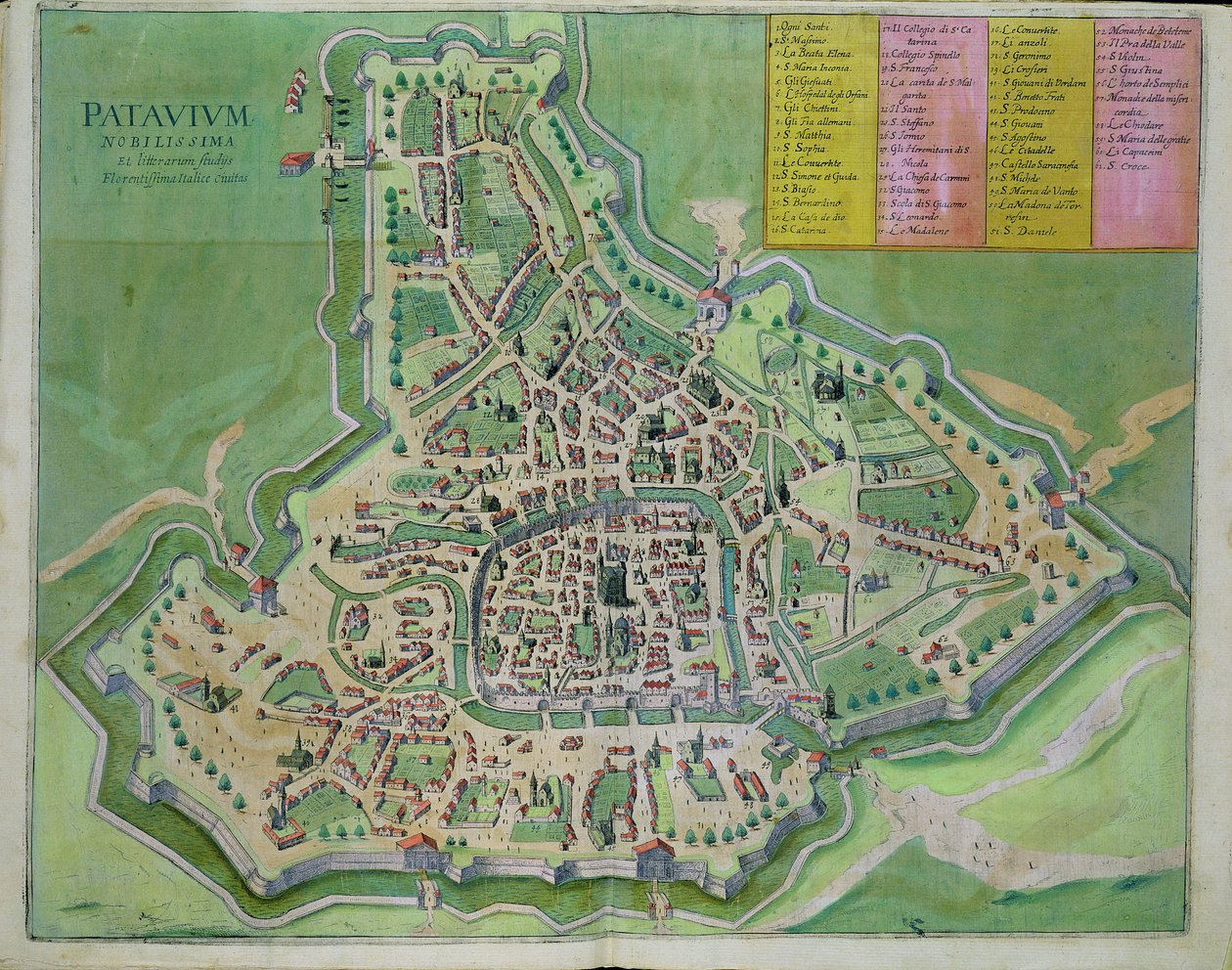 Mapa de Pádua, de &39;Mundo&39; pela Braun (1541-1622) e Franz Hogenbergh (1535-1590) c.1572-1617 de Joris Hoefnagel