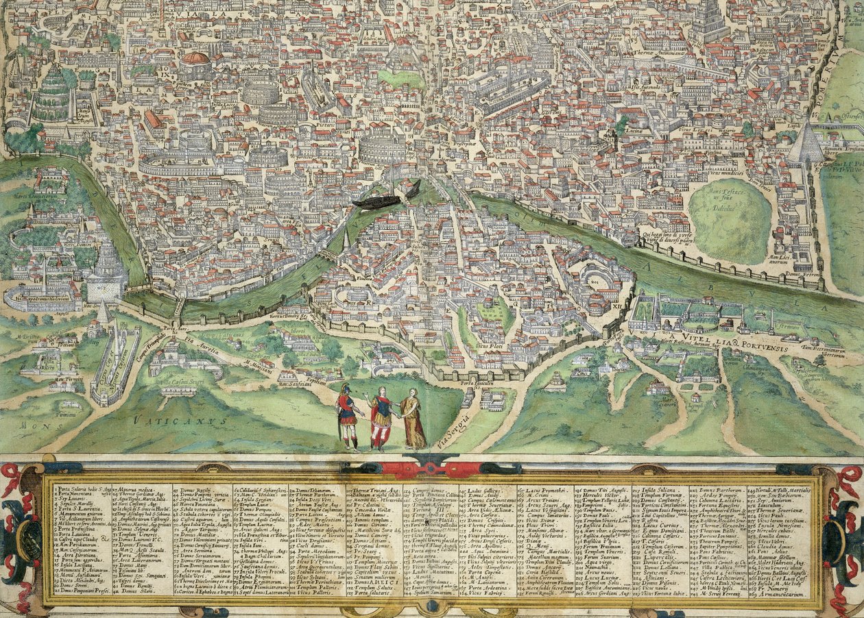 Mapa de Roma, de &39;Civitates Orbis Terrarum&39; por Georg Braun (1541-1622) e Frans Hogenberg (1535-90) c.1572-1617 (ver 138955) de Joris Hoefnagel