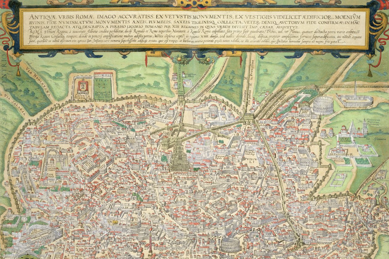 Mapa de Roma, de &39;Civitates Orbis Terrarum&39; por Georg Braun (1541-1622) e Frans Hogenberg (1535-1590) c.1572-1617 (ver 138961) de Joris Hoefnagel