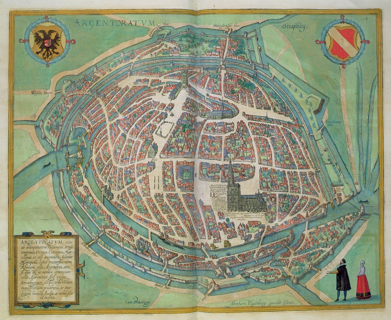 Mapa de Estrasburgo, de &39;Civitates Orbis Terrarum&39; por Georg Braun (1541-1622) e Frans Hogenberg (1535-90), c.1572 de Joris Hoefnagel
