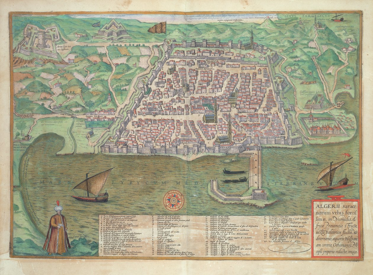 Mapa de Toledo a partir de &39;Mundo&39; pela Braun (1541-1622) e Franz Hogenbergh (1535-1590), 1566 de Joris Hoefnagel