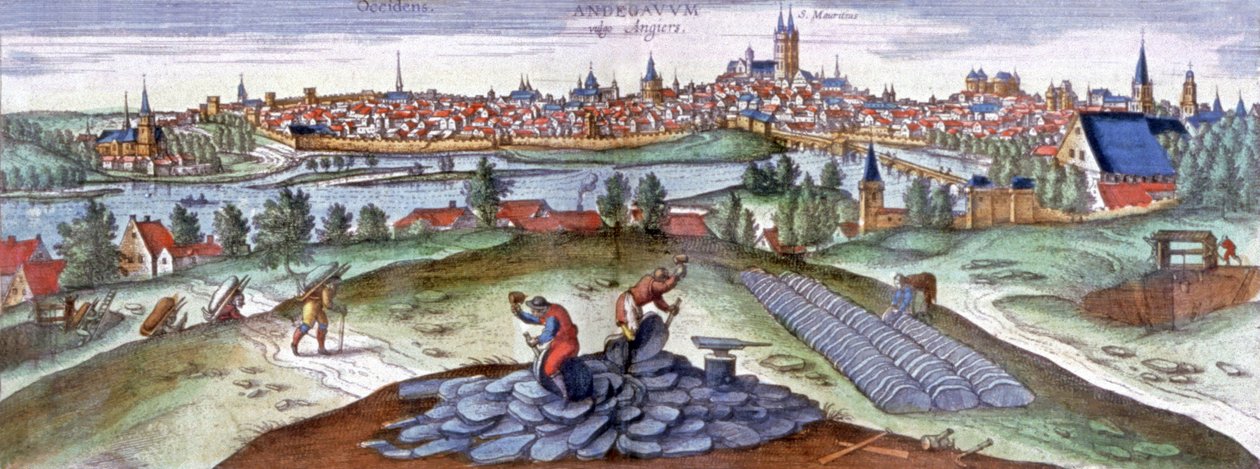 Carreira da ardósia em Angers, c.151 (gravura) de Joris Hoefnagel