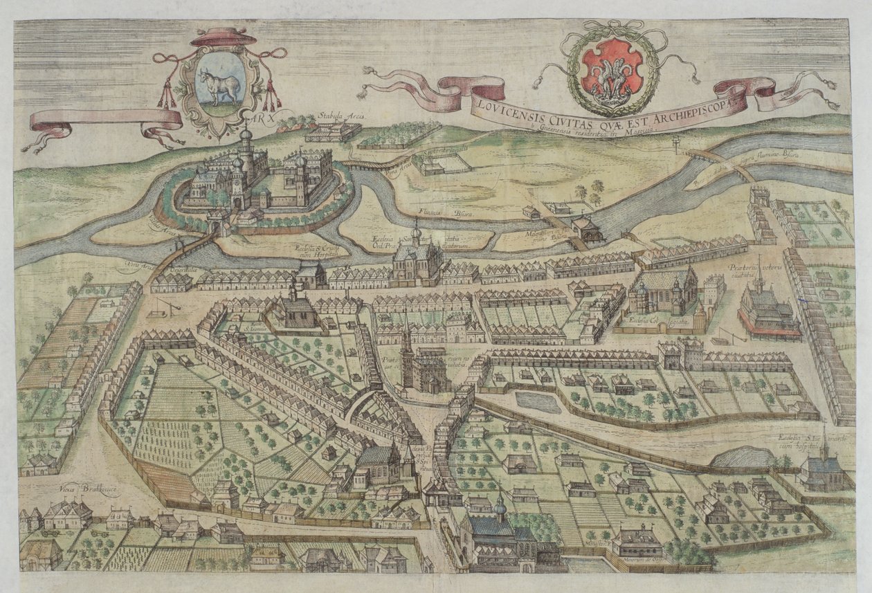 Vista de Lowicz, de &39;Civitates Orbis Terrarum&39; por Georg Braun (1541-1622) e Frans Hogenberg (1535-90) de Joris Hoefnagel