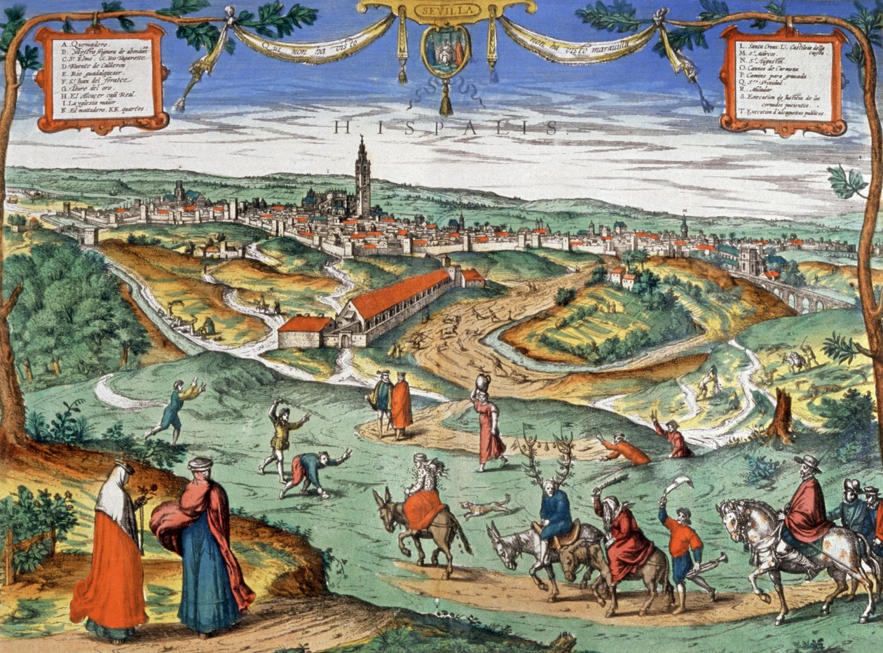 Vista de Sevilha, c.1550 (gravura) de Joris Hoefnagel