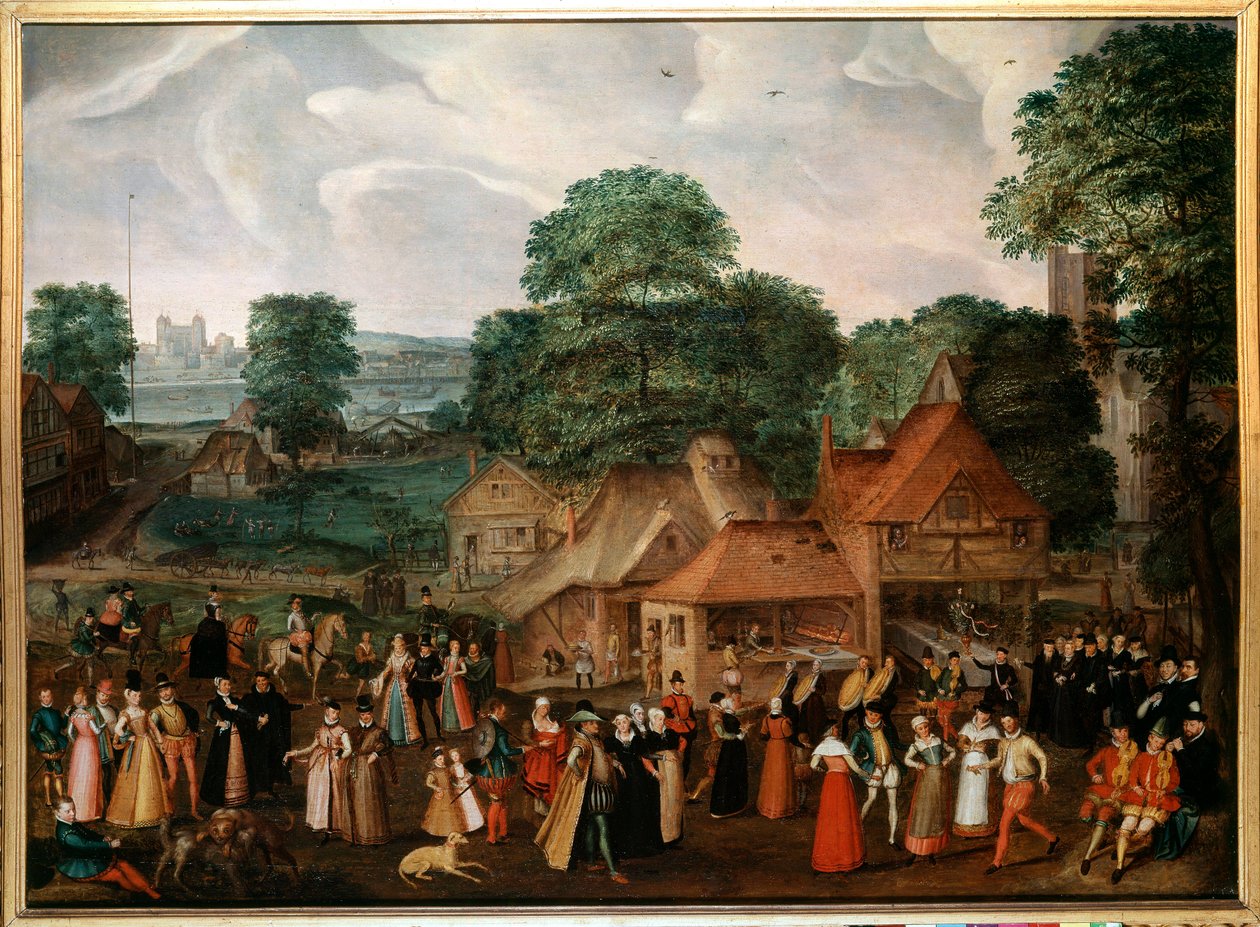 Festa de casamento em Berdmondsey Pintura por Georges Hoefnagel (1542-1601) (ec.engl.) 1600 Coleção privada de Joris Hoefnagel