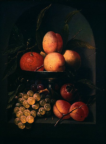 Um Tazza de Frutas em um nicho de pedra (óleo sobre tela) de Joris van Son