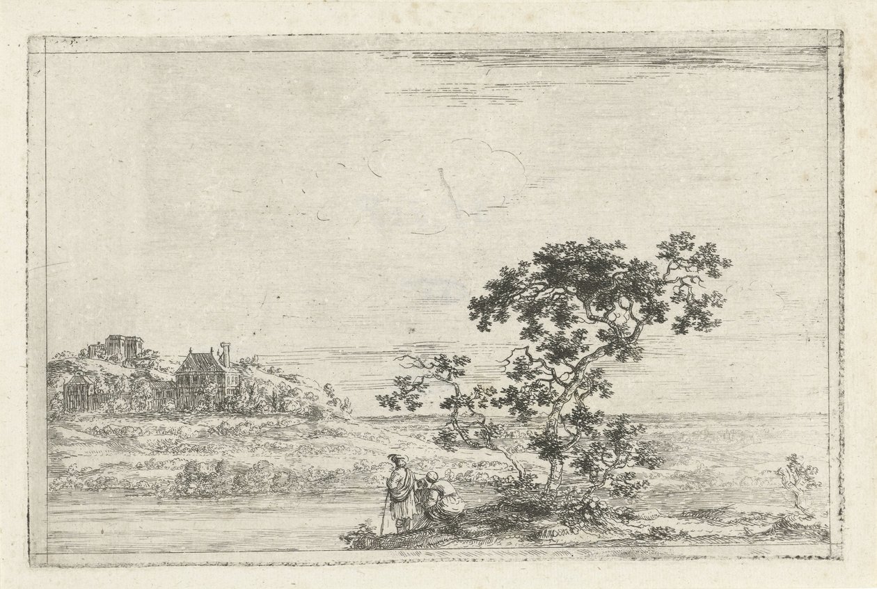 Paisagem com figuras por uma árvore de Joris van der Haagen
