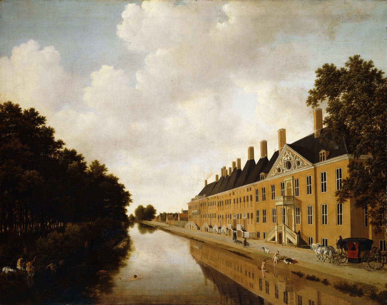 Uma vista do Princessgracht, Haia, olhando para o Bezuidenhoutsebrug e o Oost Singlesgracht, c.1660 de Joris van der Hagen