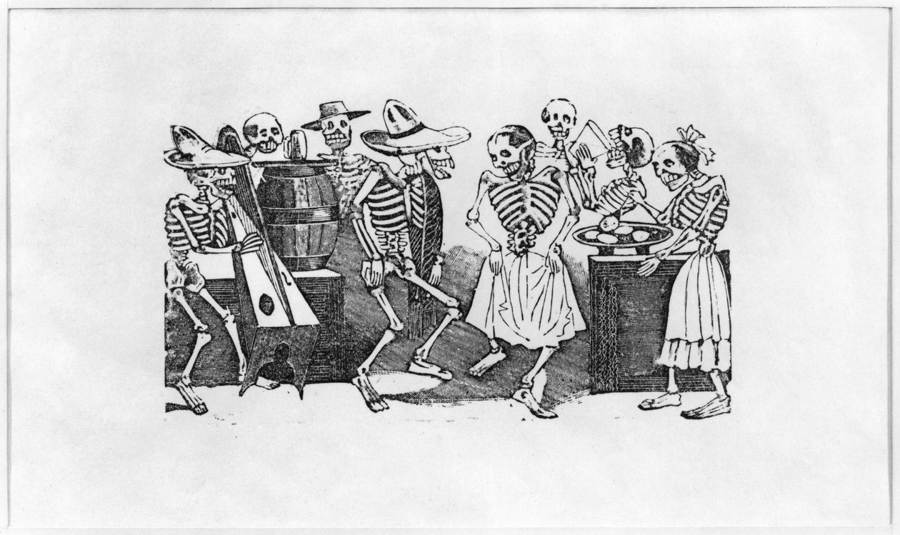 &39;Calavera du jarabe d&39;outretombe&39; (dança da morte) (gravura em chumbo) de José Guadalupe Posada