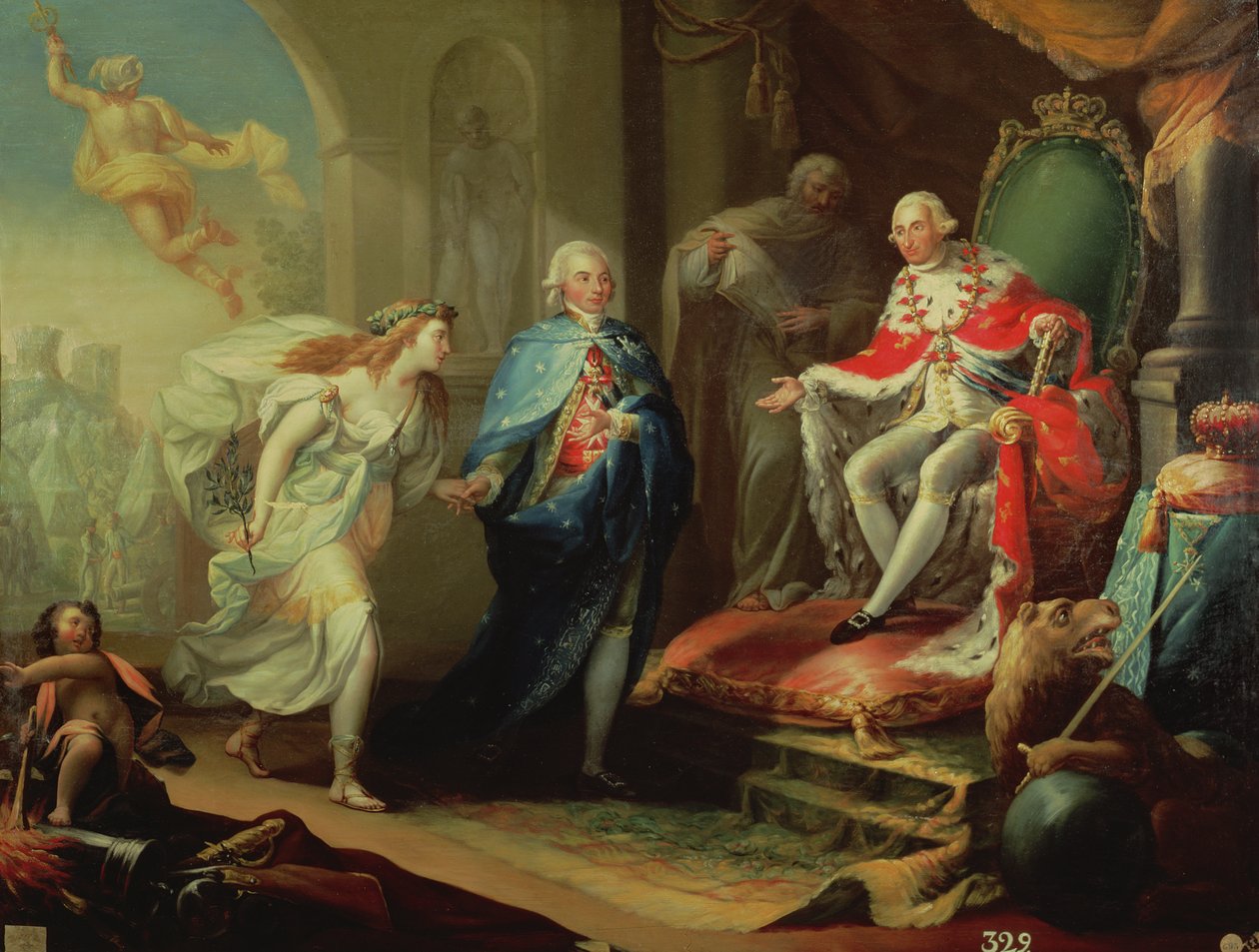Godoy apresentando a paz a Carlos IV, 1796 de José Aparicio