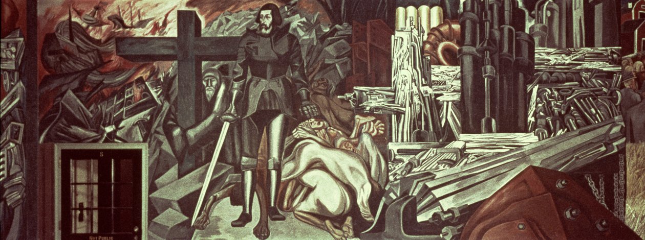 Cortez e a Cruz, de The Epic of American Civilization de José Clemente Orozco