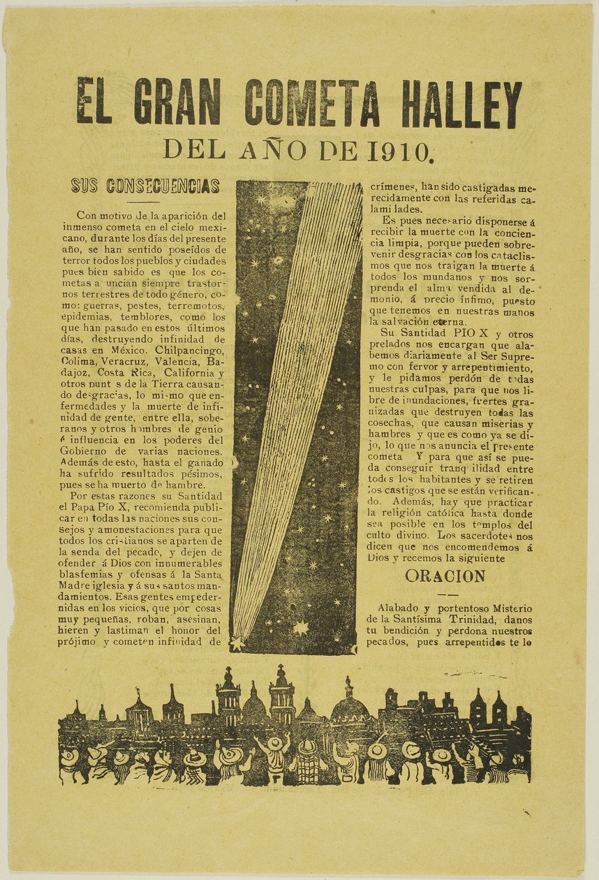 O Cometa do Grande Halley, 1899, publicado em 1910 de José Guadalupe Posada