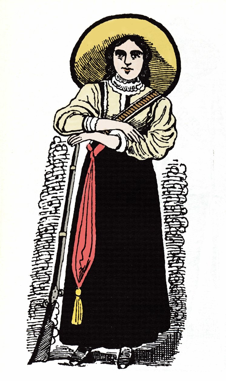 A Revolução Mexicana (1910-1920): Soldado feminino mexicano. Xilografia de Jose Guadalupe Posada (1852-1913). de José Guadalupe Posada