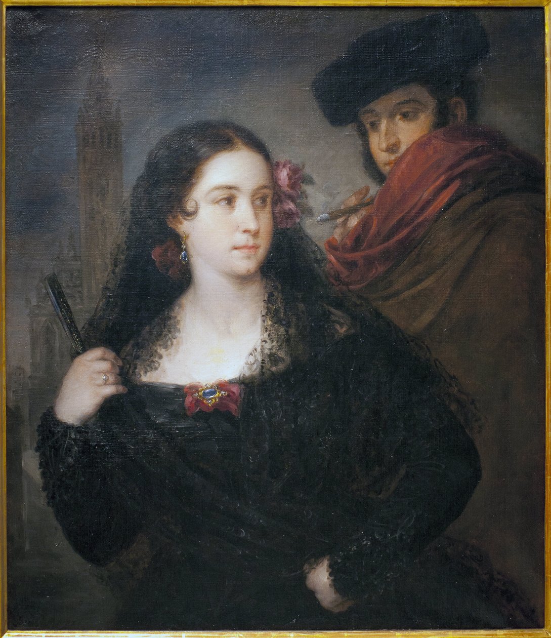 Um par de pessoas agradáveis. Pintura de José Gutierrez de la Vega (1791-1865), óleo sobre tela, cerca de 1830. Museu de Belas Artes de Sevilha, Espanha. de José Gutiérrez de la Vega