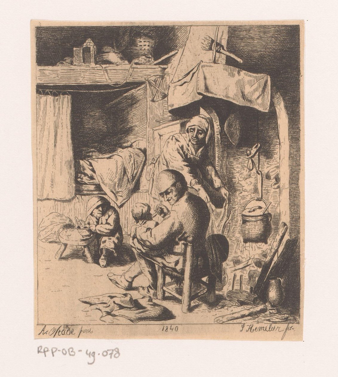 Família à beira da lareira de Jos Hemeleer