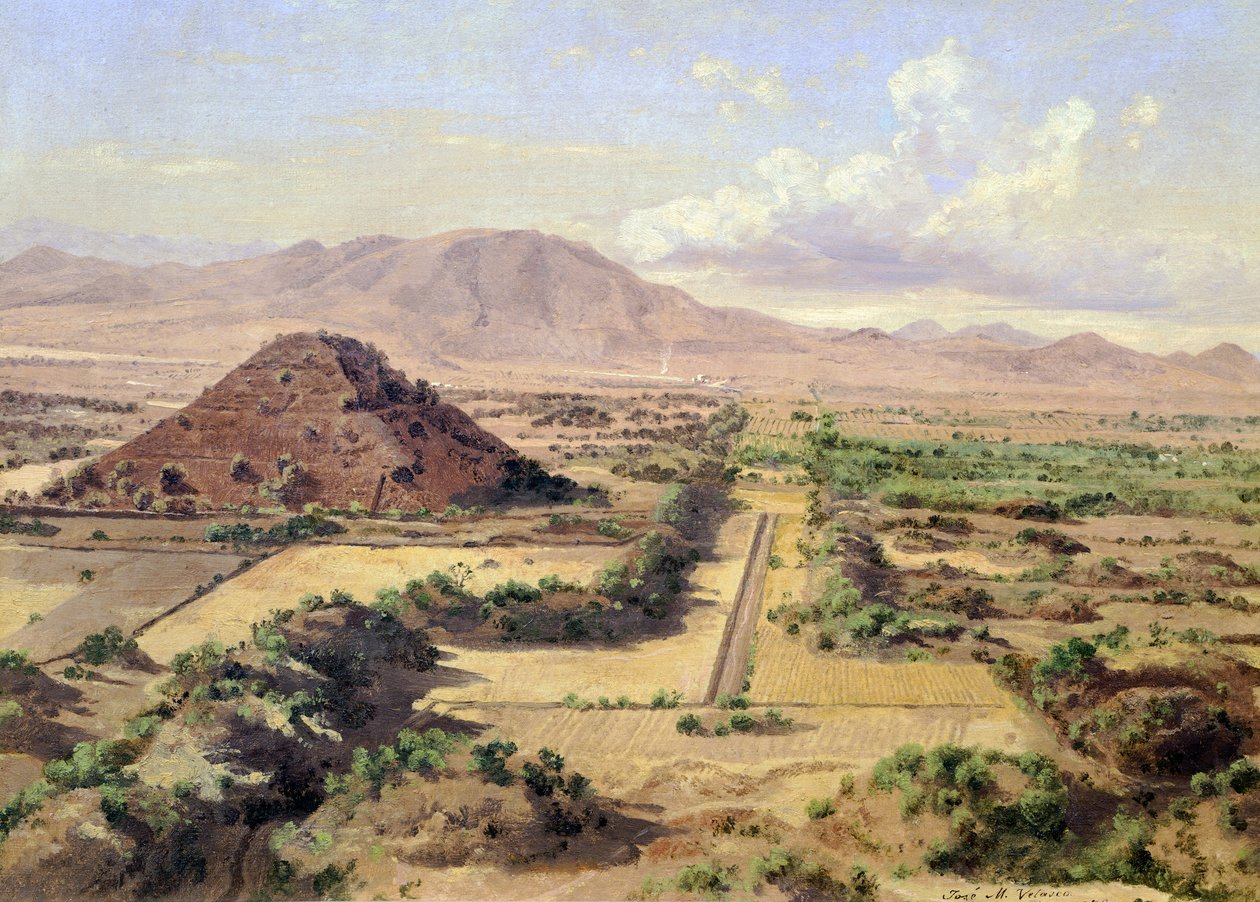 A Pirâmide do Sol em Teotihuacan, México de José María Velasco